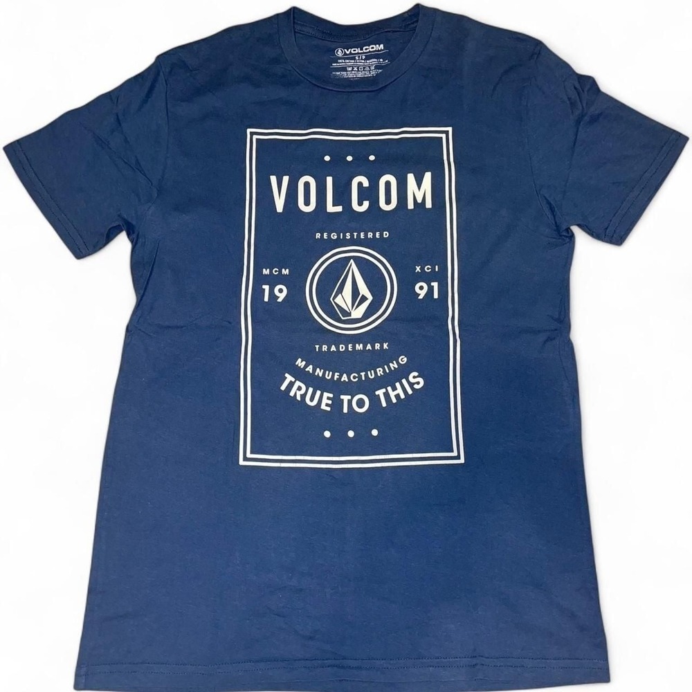 Volcom Graphic T-Shirt Navy Blue Skater Style Size Small